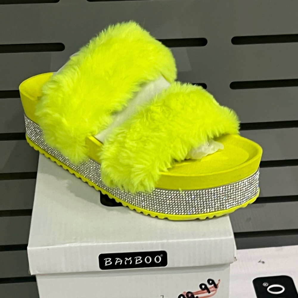 Neon green fur slides